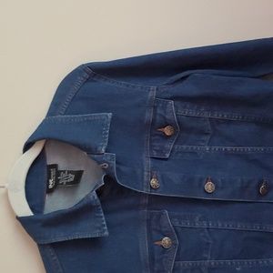 INC International Concepts Dark Wash Stretch Crop Denim Jean Jacket Dark Wash